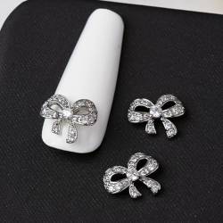 3D Nagel Silberne Schleife Nagel Strasssteine Band Schleife Nagelkunst DIY Nagelkunst Dekorationen Nagelzubehör Silberne Schleife Nagel Strasssteine 3D Nagelband Schleife Nagelkunst von Awydky