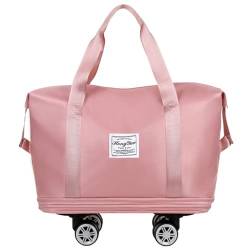 Awydky Faltbare Reisetasche, große Kapazität, Gepäcktasche mit wasserdichter Handtasche, Trocken-Nass-Trennung, Outdoor-Reisegepäcktasche mit, Rose von Awydky