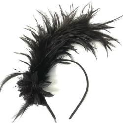 Awydky Feder Stirnband 1920er Jahre Gefiederter Fascinator Party Kopfschmuck Kopfbedeckung Haar Accessoire Für Frauen Halloween Karneval Haar Accessoire von Awydky