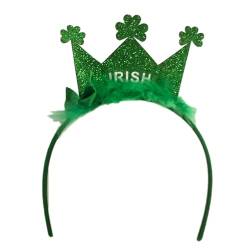 Awydky Grünes Pailletten-Kronen-Stirnband für StPatricks-Tag, dekorativ, irisch, festlich, Partyzubehör, Karneval, Haarschmuck, einzigartiges irisches Themen-Haarband von Awydky