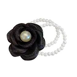 Blumen-Pferdeschwanz-Halter, elastisches Perlenarmband, Blumen-Haargummis für Damen, Blumen-Haargummi, Armband, Perlenhaargummi, Blumen-Haargummi von Awydky