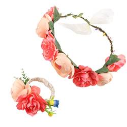 Brautblumen-Haarband, floraler Kopfschmuck, Bohemian-Blumen-Haarband, Brautblumenkranz, Haarreif, Bohemian-Blumenkronen für Frauen von Awydky