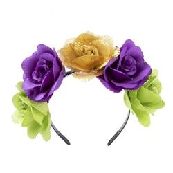 Sommer Urlaub Blumen Stirnband Frühling Strand Blumen Haarband Musical Festival Realistische Rose Hairhoop Dame Haarschmuck Blumen Stirnband Für Hochzeiten von Awydky