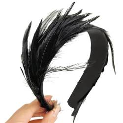 Tea Party Fascinator Feder Stirnband Französisch Haar Hoop Für Frauen Vintage Kopfschmuck Elegante RolePlay Stirnband Party Kopfschmuck von Awydky