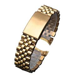 AxBALL 13 19 20 21 mm 316L Edelstahl Armbanduhr Uhrenarmband Schnellverschluss Metall Armband Faltschließe for Damen Herren (Color : Gold, Size : 19mm) von AxBALL