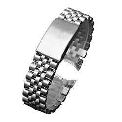 AxBALL 13 19 20 21 mm 316L Edelstahl Armbanduhr Uhrenarmband Schnellverschluss Metall Armband Faltschließe for Damen Herren (Color : SILVER, Size : 13mm) von AxBALL