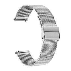 AxBALL 16mm 18mm 20mm 22mm 24mm Metall Edelstahlschleife Magnetische Mesh-Armbandarmbandband mit Schnellspanner (Color : Silver, Size : 20mm) von AxBALL