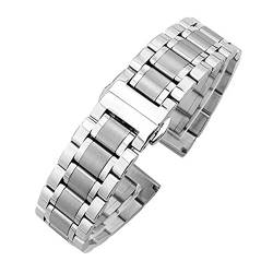 AxBALL 18mm-24mm Metall Armbandet Armband Frauen Mode Silber Edelstahl Luxusuhr Bandband Zubehör (Color : Zilver, Size : 18mm) von AxBALL