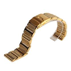 AxBALL 20/22/22mm Breite Goldene Edelstahl einstellbar einstellbares Uhrband Ersatz for Männer Frauen Armbanduhren (Color : Gold, Size : 20mm) von AxBALL
