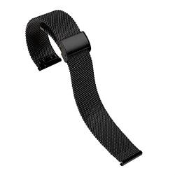 AxBALL Edelstahl-Mesh-Uhr-Armband-Hakenschnalle-Uhr-Armband-Ersatz-Armband 18 20 22 mm (Color : Black, Size : 18mm) von AxBALL