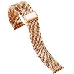 AxBALL Edelstahl-Mesh-Uhr-Armband-Hakenschnalle-Uhr-Armband-Ersatz-Armband 18 20 22 mm (Color : Rose Gold, Size : 18mm) von AxBALL