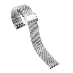 AxBALL Edelstahl-Mesh-Uhr-Armband-Hakenschnalle-Uhr-Armband-Ersatz-Armband 18 20 22 mm (Color : Silver, Size : 18mm) von AxBALL
