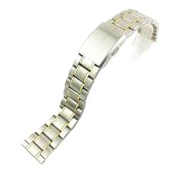 AxBALL Edelstahl Uhr Strap Handgelenk Armband Metallarmband mit Klappverschluss for Männer Frauen 12/14/16/18/20/22mm (Color : Goldsmith, Size : 22mm) von AxBALL