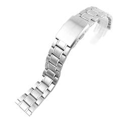 AxBALL Edelstahl Uhr Strap Handgelenk Armband Metallarmband mit Klappverschluss for Männer Frauen 12/14/16/18/20/22mm (Color : Silber, Size : 18mm) von AxBALL