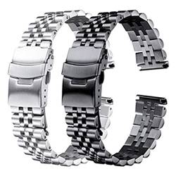 AxBALL Edelstahl Uhrenarmband Armband 20mm 22mm 24mm Frauen Männer Silber Metall Uhr Band Strap Zubehör (Color : Black, Size : 19mm) von AxBALL