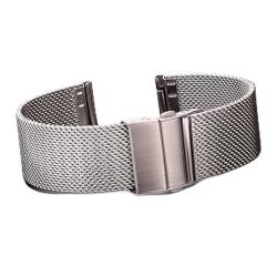 AxBALL Edelstahl Watch Armband Silber Schwarz Damen Männer Gürtel 16mm-24mm Metall Armband-Bereitstellungsverschluss (Color : Zilver, Size : 20mm) von AxBALL