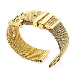 AxBALL Frauen Männer Schleife Uhrenarmband 18mm / 20mm / 22mm / 24mm Edelstahl Universal Ersatz Strap Band Watch Zubehör (Color : Gold Color, Size : 24mm) von AxBALL