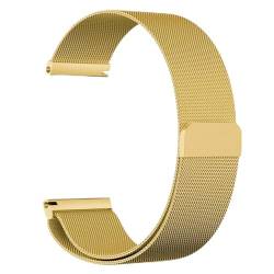 AxBALL Mesh-Gewebe-Metall-Uhr-Band mit magnetischer Verschluss for Männer und Frauen, Universalband for intelligente Uhrenuhren 18mm / 20mm / 22mm / 23mm (Color : Gold, Size : 18mm) von AxBALL