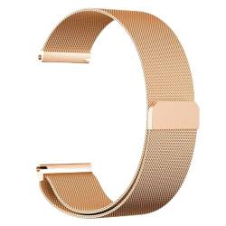AxBALL Mesh-Gewebe-Metall-Uhr-Band mit magnetischer Verschluss for Männer und Frauen, Universalband for intelligente Uhrenuhren 18mm / 20mm / 22mm / 23mm (Color : Rose Gold, Size : 18mm) von AxBALL