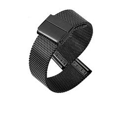 AxBALL Stahlband Meshbanduhrarmband Metall ultradünnes Universal Edelstahl Armband 10/12/13/14/16/17/18/19/20/22/12mm (Color : Black, Size : 10mm) von AxBALL