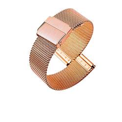 AxBALL Stahlband Meshbanduhrarmband Metall ultradünnes Universal Edelstahl Armband 10/12/13/14/16/17/18/19/20/22/12mm (Color : Rose Gold, Size : 18mm) von AxBALL