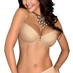 Axami Bra V-5790 Damen BH Damen - BH Push up Damen-BHS - BH Durchsichtig Damen Herausnehmbare Einlegesohlen Push up BH Beige 70A von Axami