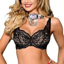 Axami Bra V-7601 Zaina Spitze Damen BH Damen - BH Push up Damen-BHS - Herausnehmbare Einlegesohlen Push up BH Schwarz 75B von Axami