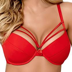 Axami V-7011 Breva Push-Up BH Damen Dessous Streifen Regulierbar Setteil Top Qualität EU, Rot,70D von Axami