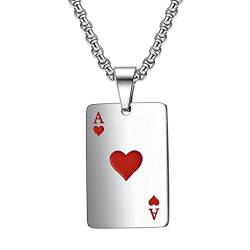 Axbuldo Halskette Herren Anhänger Edelstahl Herrenhalskette mit Poker Herzas Schmuck für Männer von Axbuldo