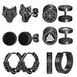 Axbuldo Ohrringe Set Herren Ohrstecker aus Edelstah Schwarz Ohrschmuck Set Geschenk für Jungen Herren von Axbuldo