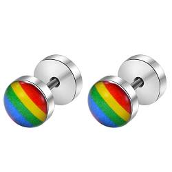 Axbuldo Regenbogen Homosexuell Ohrringe Magnet Edelstahl Ohrstecker LGBT Gay Pride Schmuck von Axbuldo