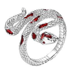 Axbuldo Ringe Frauen Fingerring Glitzernder Zirkonia Schlange Offener Damenring Mädchenring Einstellbare Größe 5-9 für Damen Frauen von Axbuldo