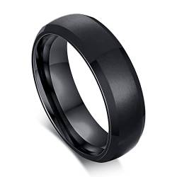 Axbuldo Ringe Klassischer Ring Damen Herren Gebürstet Edelstahl 6mm Freundschaftsring Verlobung für Männer Frauen Schwarz Blau Gold Silber von Axbuldo