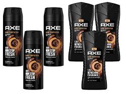 AXE Dark Temptation 6er Set mit 3x Duschgel Showergel Shampoo 3in1 Face Body Hair und 3x Deospray Deodorant Bodyspray Deo ohne Aluminium (6 Produkte) von Axe