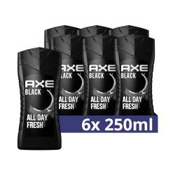 Axe 3-in-1 Duschgel & Shampoo Black für ganztägige Frische, unwiderstehlichen Duft und eine angenehme Dusche dermatologisch getestet 6x 250 ml von Axe