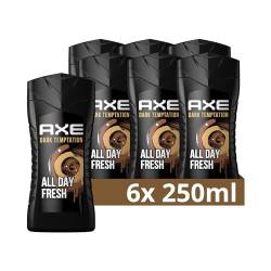 Axe 3-in-1 Duschgel & Shampoo Dark Temptation für ganztägige Frische, unwiderstehlichen Duft und eine angenehme Dusche dermatologisch getestet 6x 250 ml von Axe