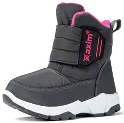 Axim Mädchen Schneestiefel | gefütterte Winterboots | wärme Winterschuhe mit Reißverschluss | rutschfest Stiefel | Snowboot/Winterstiefel (Grau, EU Schuhgrößensystem, Kleinkind, Numerisch, M, 24) von Axim