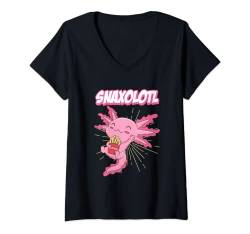 Damen Fast Food Axolotl Snaxolotl Snackalotl Snacks T-Shirt mit V-Ausschnitt von Axolotl Shirts