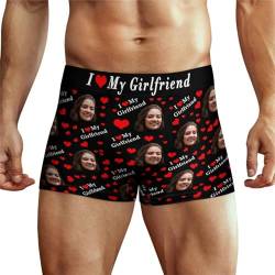 Benutzerdefinierte I LOVE MY GIRLFRIEND Foto Boxershorts Personalisierte Herren Boxershorts mit Fotogesicht Unterwäsche Unterhosen Geschenke für Männer Ehemann Freund Vater Valentinstag Größe M von Ayambetus