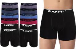 Ayfil Boxershorts Herren Unterhosen Männer Unterwäsche Men Bio Baumwolle 12er Pack Mix Farben K7012 (K7012, DE/NL/SE/PL, Alphanumerisch, L, Regular, Regular) von Ayfil