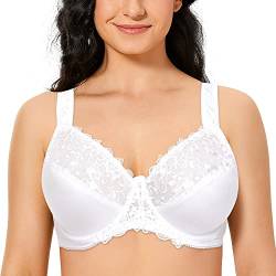 Ayigedu Damen Full Coverage Bügel-Push-up-BH Floral Lace Plus Size nicht wattiert Komfort Alltag BH, weiß, 105D von Ayigedu