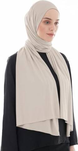 Ayisah Hijab Kopftuch Damen Muslimisch - Jersey Hijab 180x70cm - Moderne islamische Jersey Kopftücher für Damen - Türkische Premium Qualität - Dark Nude von Ayisah