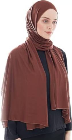 Ayisah Hijab Kopftuch Damen Muslimisch - Jersey Hijab 180x70cm - Moderne islamische Jersey Kopftücher für Damen - Türkische Premium Qualität - Dunkelbraun von Ayisah
