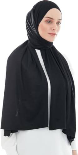 Ayisah Hijab Kopftuch Damen Muslimisch - Jersey Hijab 180x70cm - Moderne islamische Jersey Kopftücher für Damen - Türkische Premium Qualität - Schwarz von Ayisah