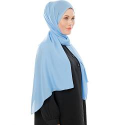 Ayisah Selda - Hijab Kopftuch Damen muslimisch - Chiffon Hijab 180x70cm - Moderne islamische Chiffon Kopftücher für Damen - Türkische Premium Qualität - Damen Tuch Schal - Hellblau von Ayisah