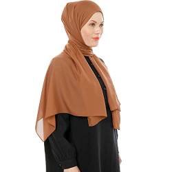 Ayisah Selda - Hijab Kopftuch Damen muslimisch - Chiffon Hijab 180x70cm - Moderne islamische Chiffon Kopftücher für Damen - Türkische Premium Qualität - Damen Tuch Schal - Hellbraun von Ayisah