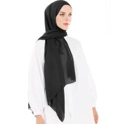 Ayisah Selda - Hijab Kopftuch Damen muslimisch - Chiffon Hijab 180x70cm - Moderne islamische Chiffon Kopftücher für Damen - Türkische Premium Qualität - Damen Tuch Schal - Schwarz von Ayisah