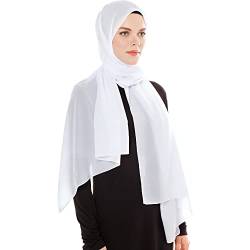 Ayisah Selda - Hijab Kopftuch Damen muslimisch - Chiffon Hijab 180x70cm - Moderne islamische Chiffon Kopftücher für Damen - Türkische Premium Qualität - Damen Tuch Schal - Weiß von Ayisah