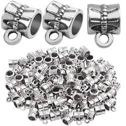 Aylifu 100 Stück Silber Kaution Perlen Legierung Spacer Perlen Aufhänger Baumeln Charms Connector Links für DIY Europäische Armbänd Handwerk Schmuck Herstellung von Aylifu