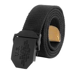 Ayliss® Militär Herren Stoffgürtel Leinwand Canvas Stoff Gürtel Jeansgürtel Belts(Schwarz, 120cm) von Ayliss